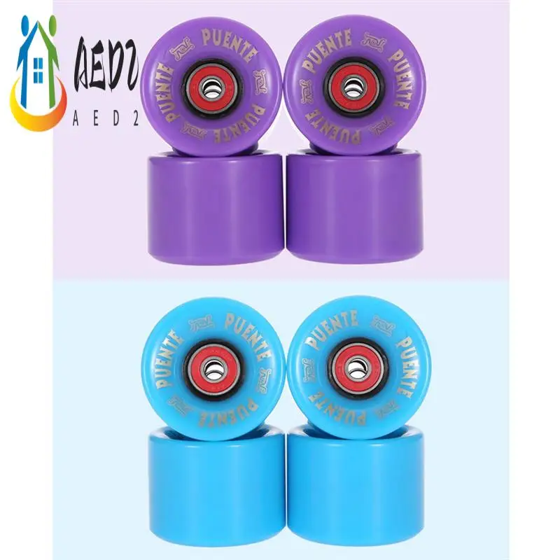 AED2-PUENTE 4 قطعة عجلات لوح التزلج كروزر عجلات PU عجلات طويلة مع محامل ABCE-9