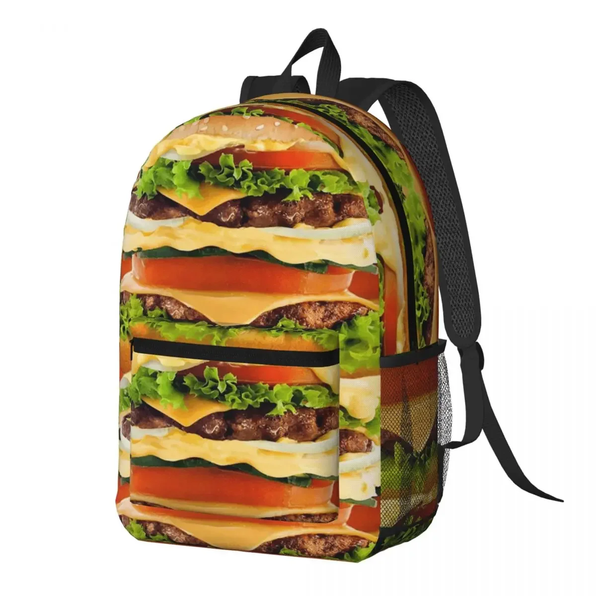 Double Decker Burger Backpack Daypack Large Capacity Children BookBag School Bag Shoulder Bags for Men Women