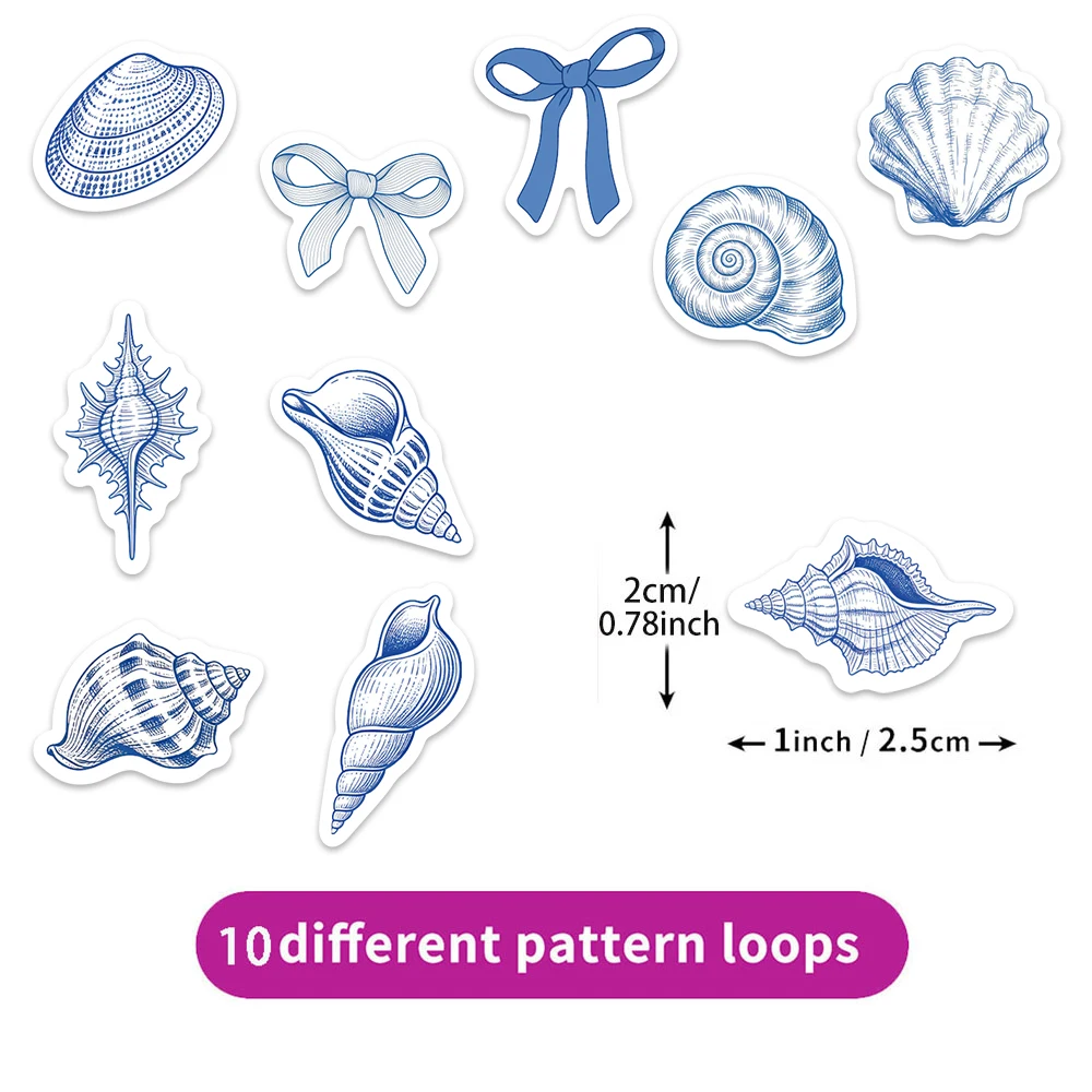 500PCS Ocean Shell Butterfly Festival Cartoon Graffiti Scroll Small Pattern DIY Skateboard Cup Waterproof Decorative Stickers