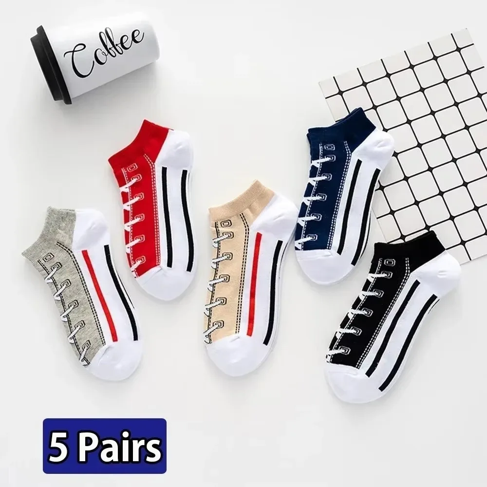 

New Low-top Shoes Pattern Cotton Socks Breathable Soft Basketball Sock Invisible Sports Boat Socks