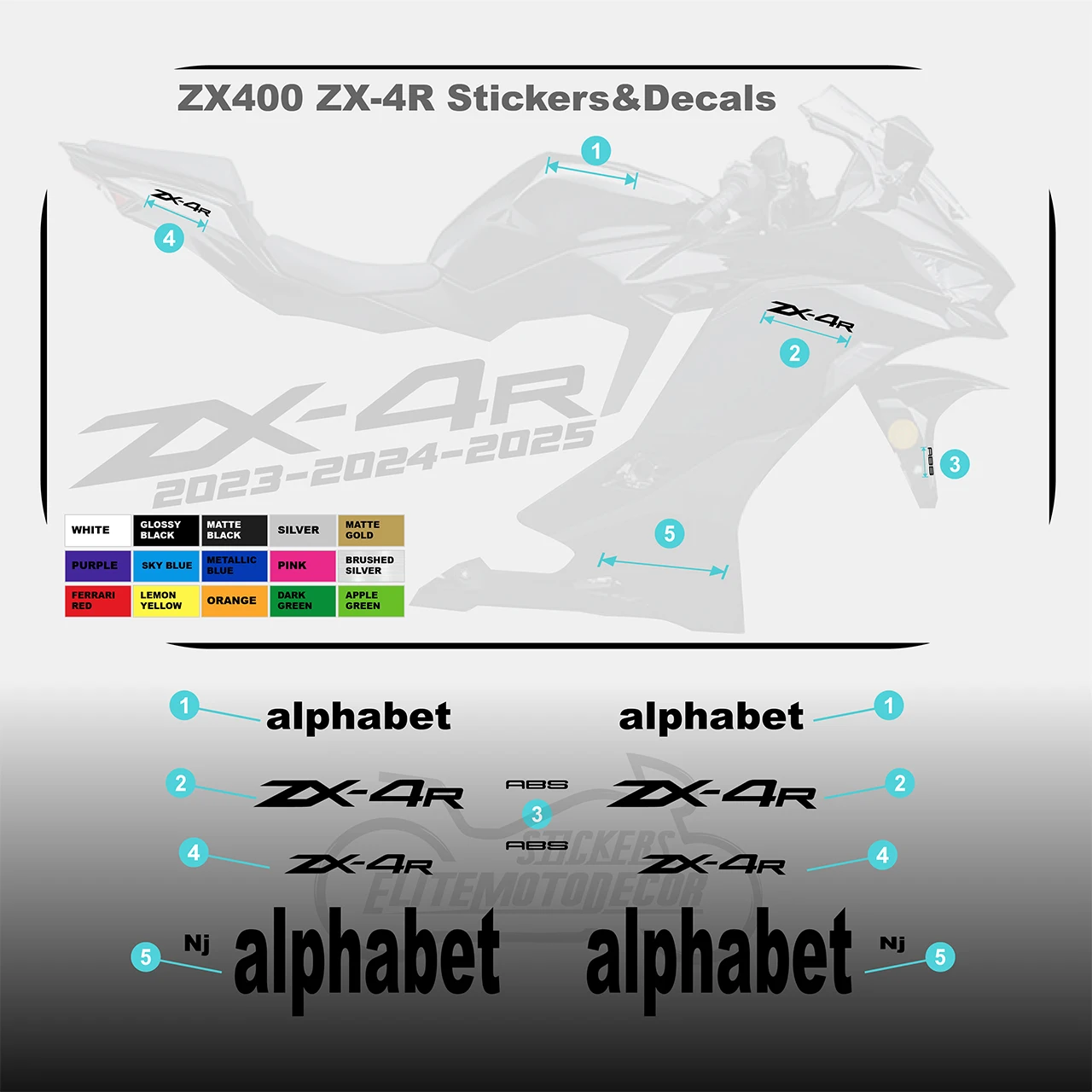 

for Kawasaki ZX400 ZX-4R Ninja 6R 2023-2025 motorcycle full fairing sticker Ninja logo sticker 2024 moto Decal Sticker