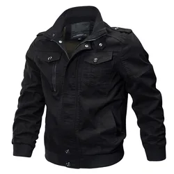 2024 Autumn and winter New Men's Casual Cotton Military Jacket Outdoor Loose Large Workwear Jacket Wear Resistant Plush