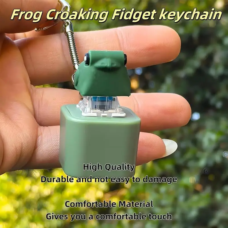 Frog Croaking Fidget Toy Keychain With Colorful Lights Stress Reliever Anxiety Sensory Fun Animal Sound Button ToyUniversal Box