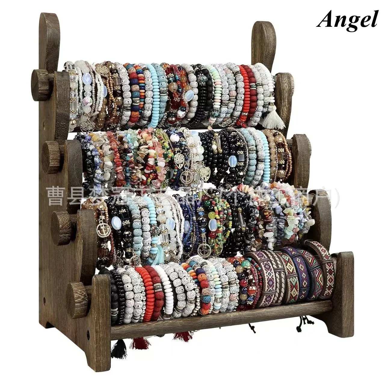 Wooden Multi-layer Jewelry Display Stand, 5-Tier Bracelet Earring Holder Organizer, Portable Storage Showcase for Market Stall S