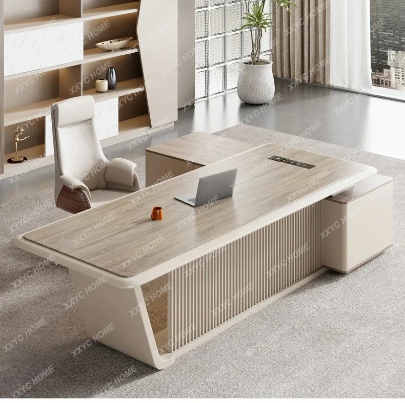 

ZH Boss office desk and chair combination modern fashion light luxury paint big desk