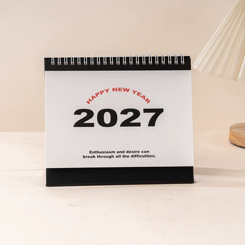 Minimalist 2027 Desktop Calendar Multi Color Flip Stand Monthly Schedule Planner Binding Table Calendar For Office Home