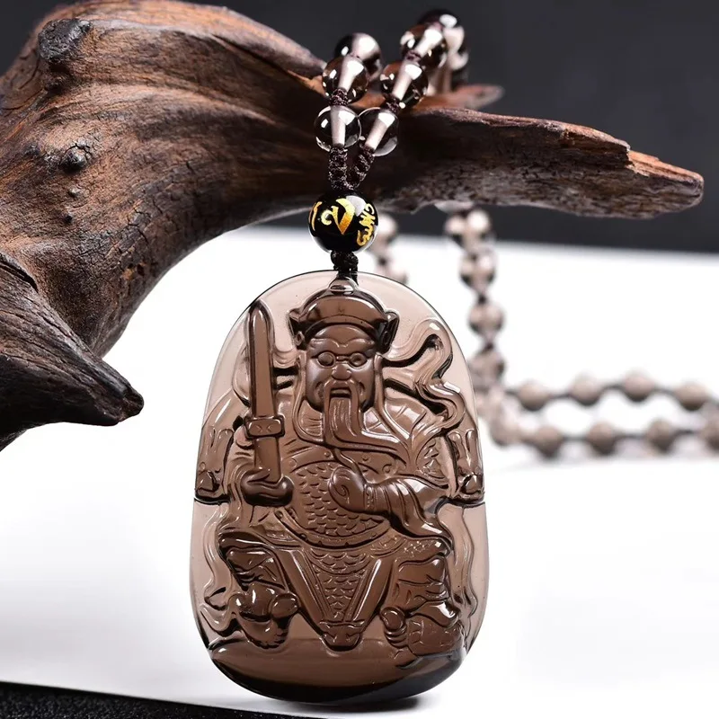 Natural Ice Crystal Obsidian Pendant of Lord Zhenwu Charm for Warding off Evil Ensuring Peace & Safety Feng Shui Amulet