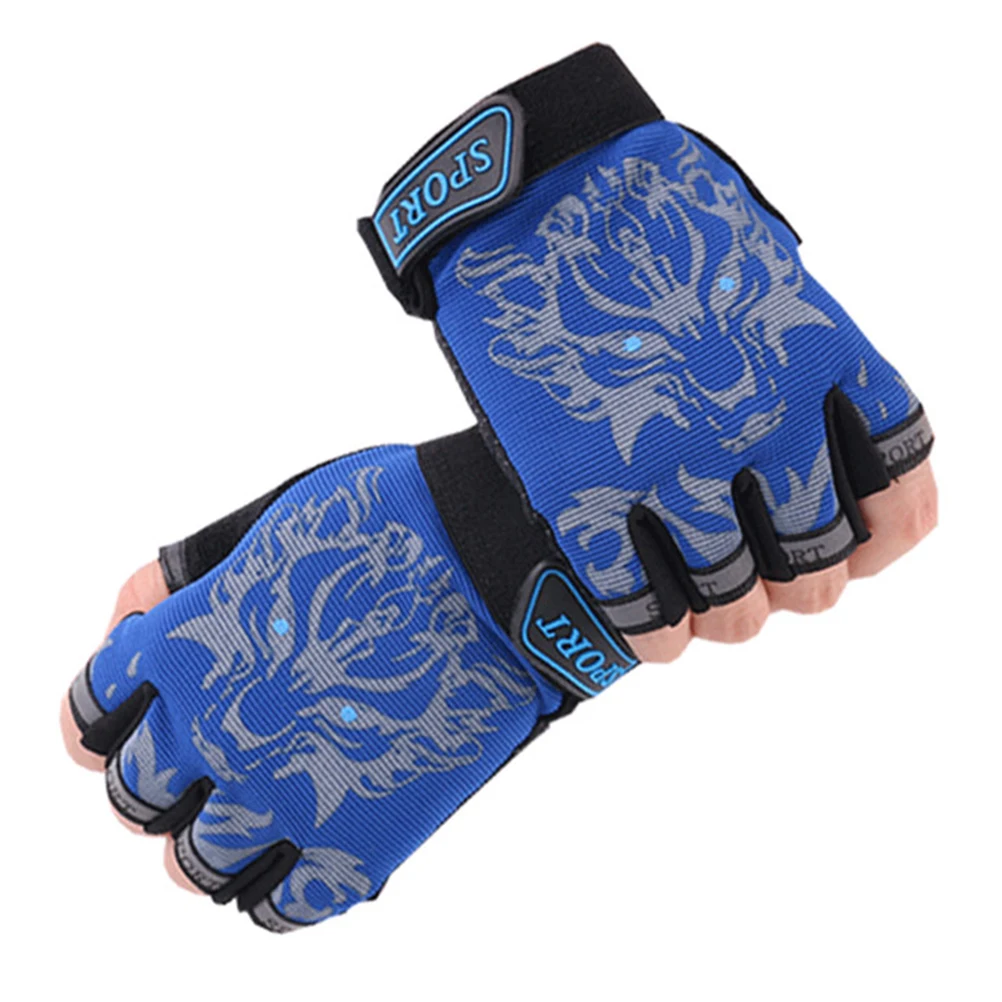 

Kids Cycling Gloves Half Finger Wearproof Sweat Absorbing Easy to Take Off Children Riding Running Gloves Size M