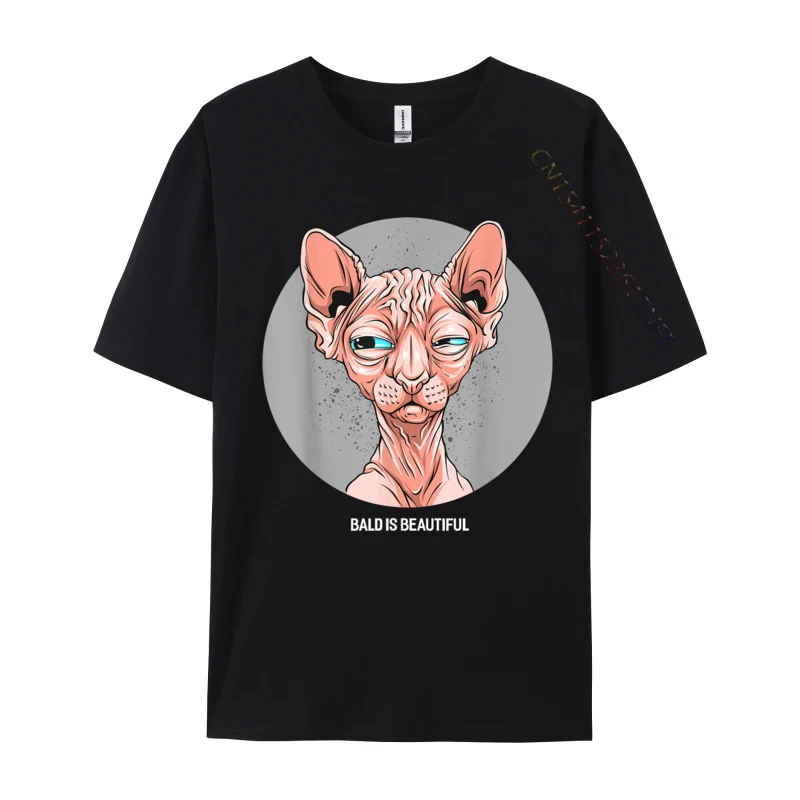 Funny Hairless Feline Sphynx Cat Bald Is Beautiful FamilyGift T Shirt 2024 Fashion Cotton Tee-Shirt Men's T Shirts Casual