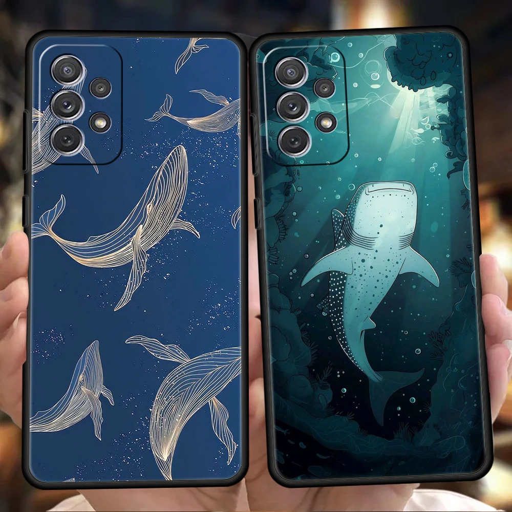 Ins Ripple Texture Aquaria Lovely Fishes Phone Case for Samsung Galaxy A55 A35 A15 A14 A25 A54 A51 A71 A72 A73 A32 A41 5G Shell