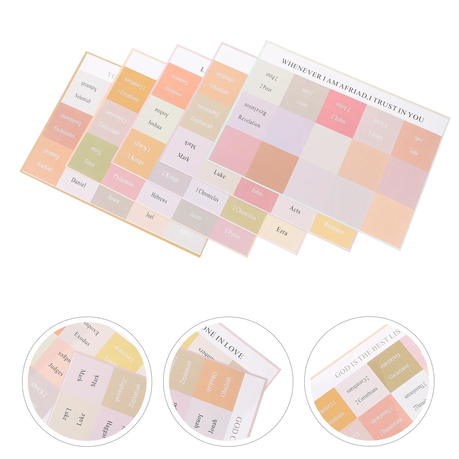 

5 Sheets Colored Bible Tabs Stickers Fast Location Index for Scripture Reading Bible Book Dividers Study Tools for All Ages
