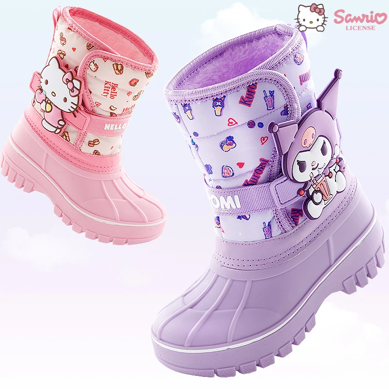 Kawaii Kids Snow Boots Rain Shoes Sanrios Hello Kitty Kuromi Cinnamoroll Anime Cartoon Rubber Boots Girls Waterproof Non-Slip