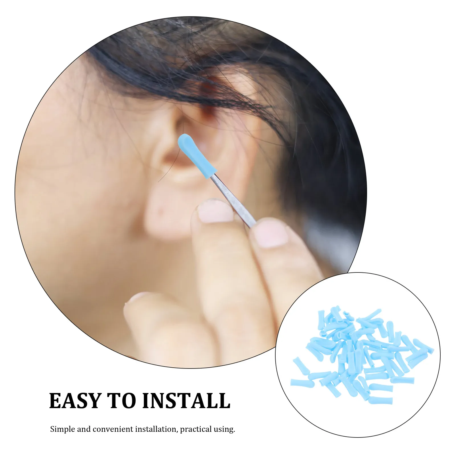 80Pcs Visual Ear Pick Replacement Tips Soft Silicone Earwax Remover Sleeves Reusable Ear Cleaner Accessories Home Travel