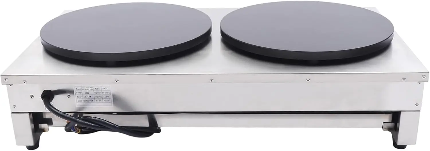 ماكينة صنع الفطائر الكهربائية، ماكينة صنع الفطائر ذات اللوح المزدوج من الفولاذ المقاوم للصدأ بقدرة 3.4 كيلو وات مقاس 16 بوصة للمنازل والمطابخ والتحويل