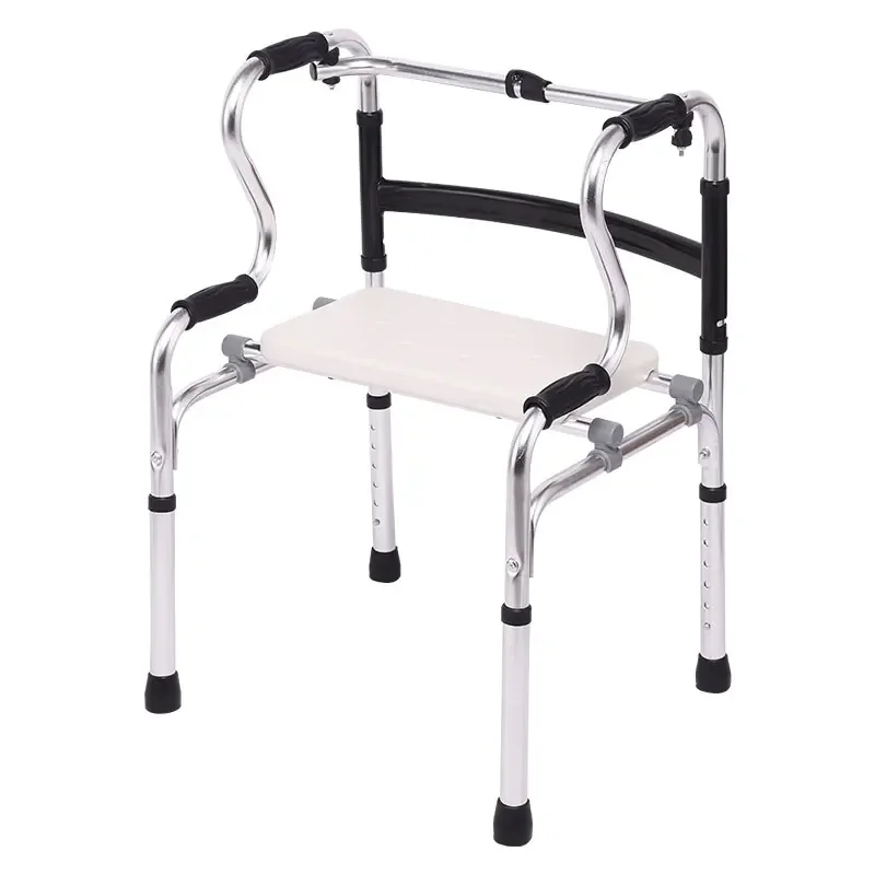 Aluminum Alloy Walker HeightAdjustable Mobility Aid, WearResistant Handrail, NonSlip Walking Assistant for Elderly
