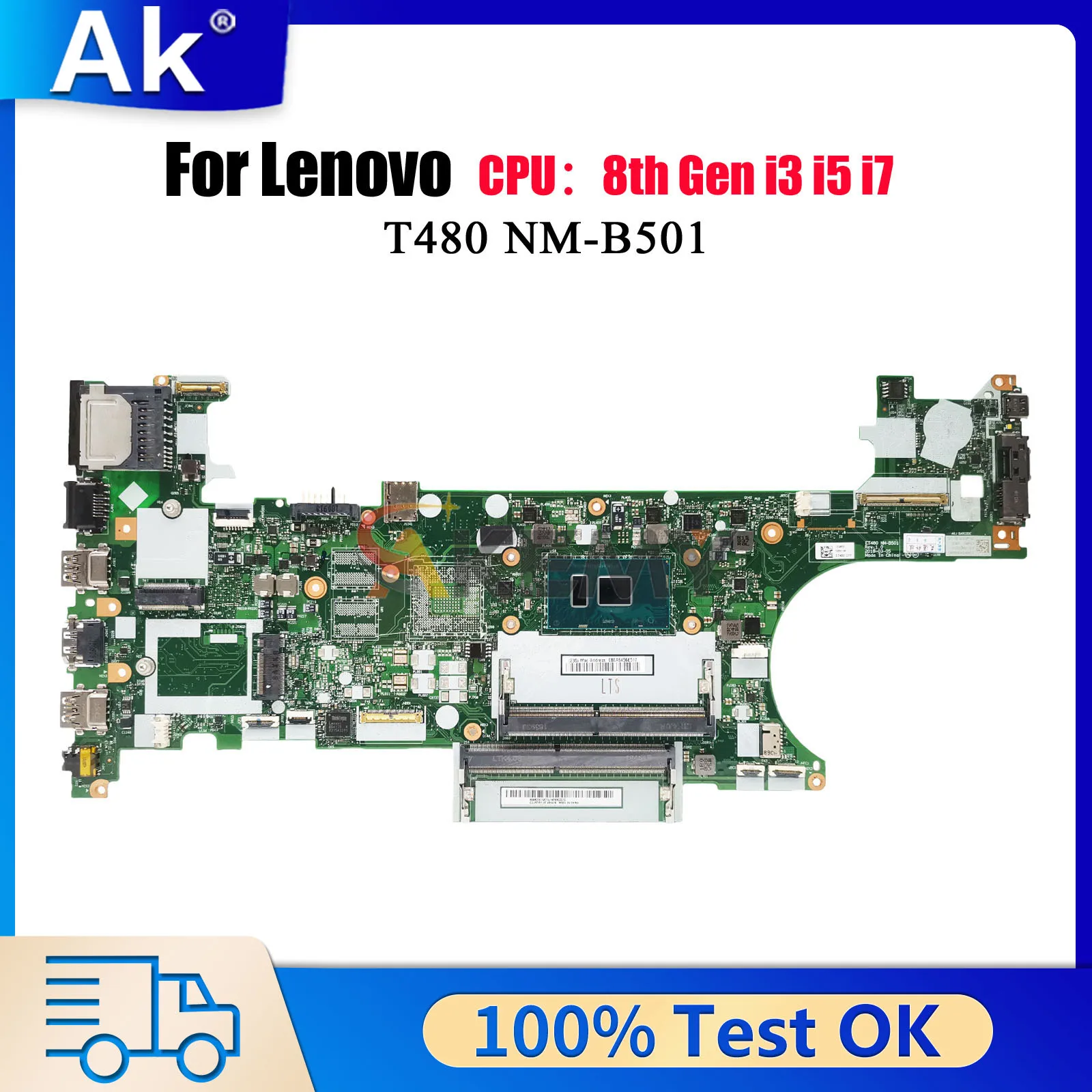 

NM-B501 для Lenovo ThinkPad T480 с i3 i5 i7 8-го поколения UMA, материнская плата для ноутбука, 100% протестировано, ОК