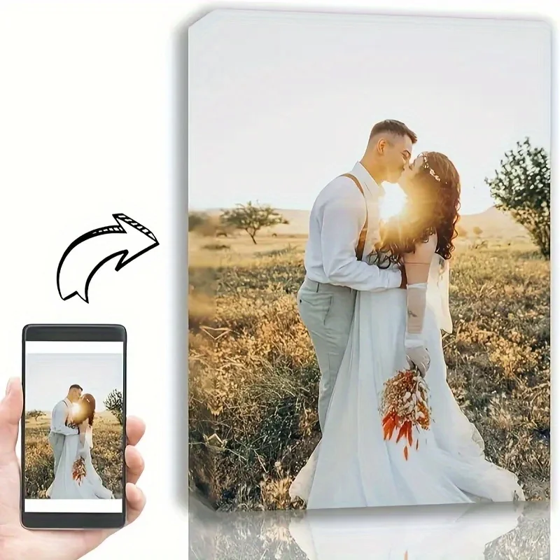 1PC 2D Flat Canvas Painting Personalized Couple Photo Modern Wall Art Custom Home Decor Perfect For Living Room Wedding Gift