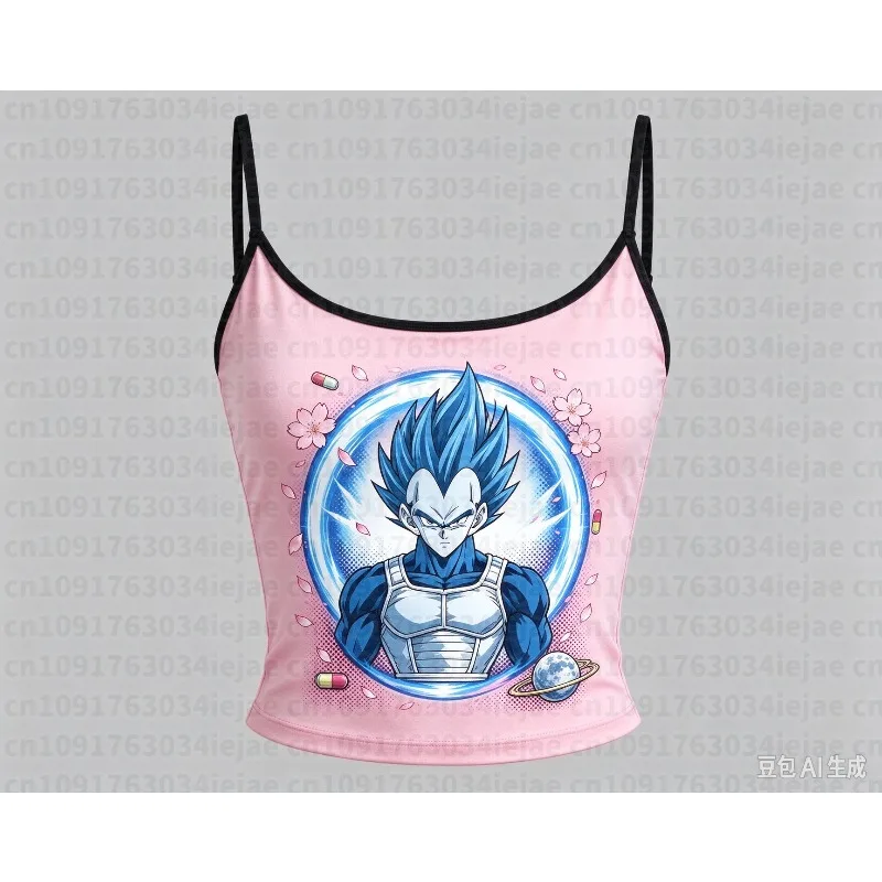 Dragon Ball Vegeta Super Saiyan Vest Tank Top Anime Print Breathable Sportswear Women Streetwear