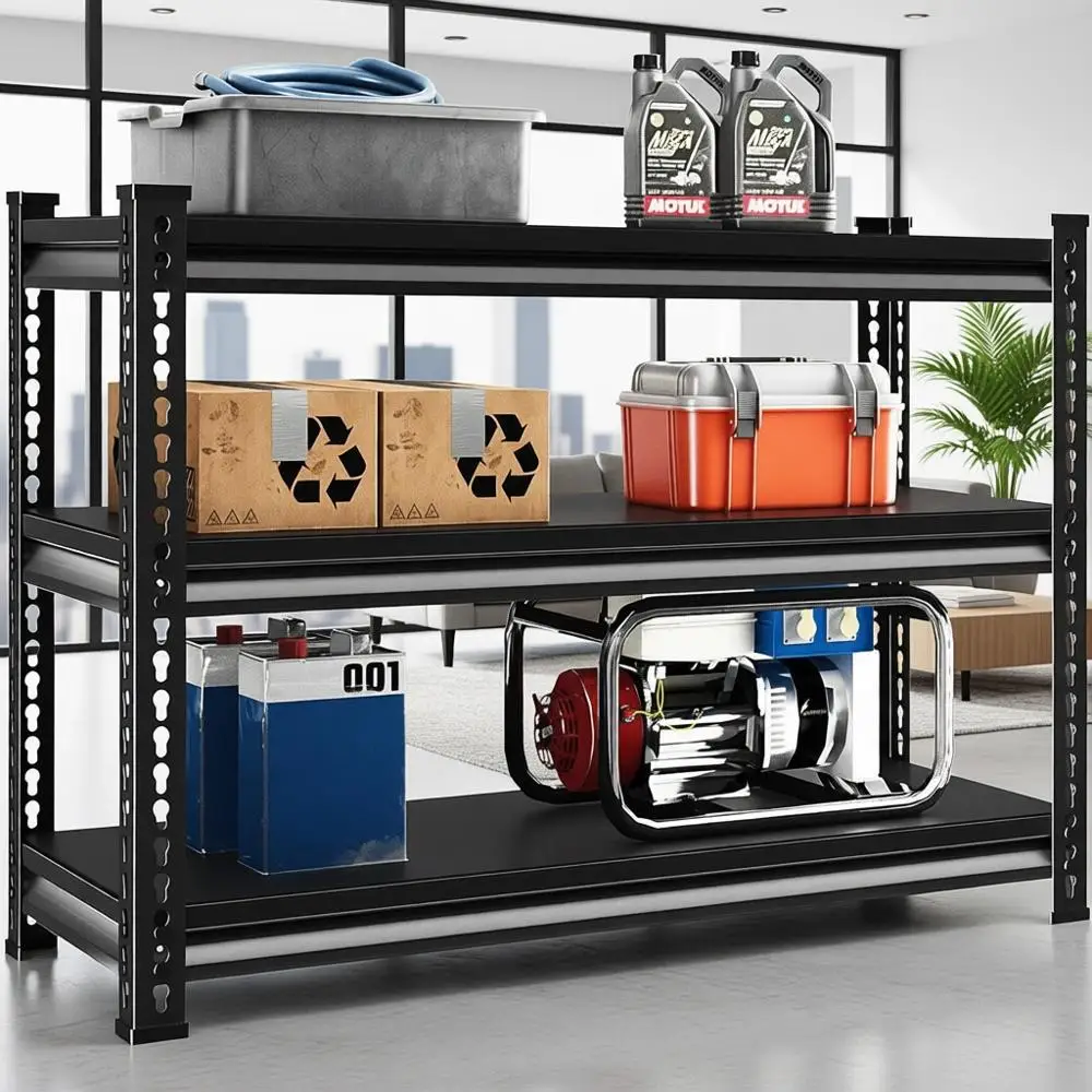 

Heavy Duty 3-Tier Metal Garage Shelving, 40W x 18D x 36H, 1320 lbs Capacity (Black)