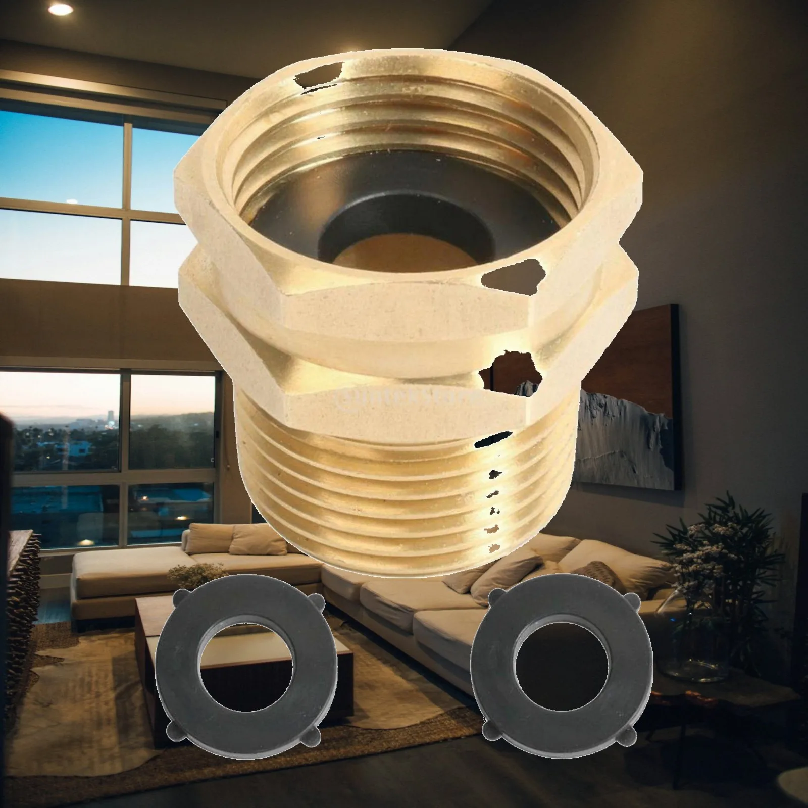Brass Hose Fittings Set for Garden Water Hose Quick Connect Adapter with Mesh Washers