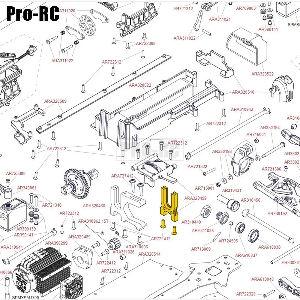 Aluminum Alloy Center Diff Differential Fixing Mount #ARA320499  for ARRMA 1/8 6S KRATON TYPHON TALION OUTCAST FELONY NOTORIOUS