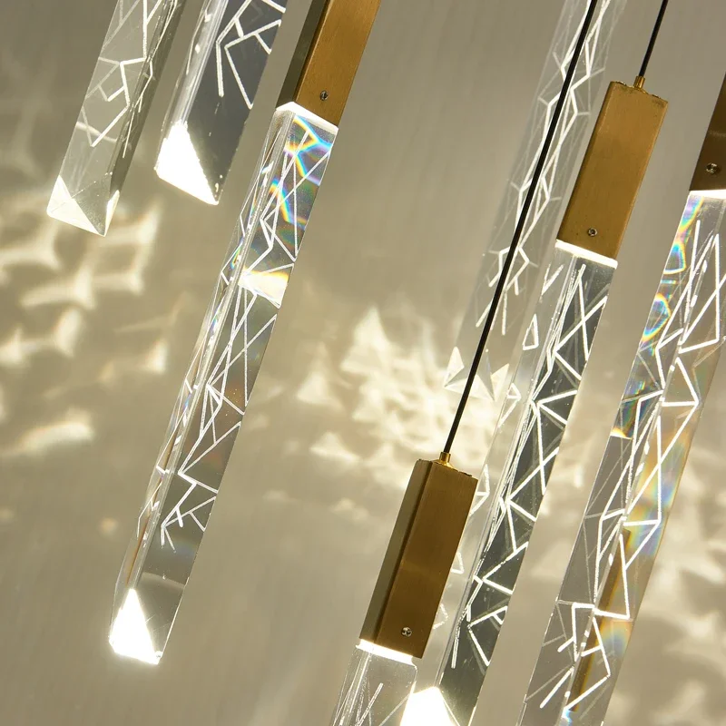 Imagem -06 - Modern Loft Led Lustre Cristal Dourado Duplex Escadaria Sala de Estar Hotel Pendurado Luz Luxo Pendant Lamp k9