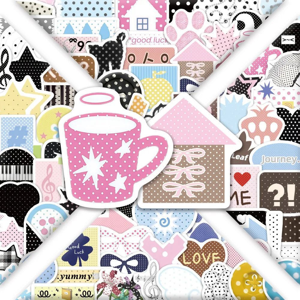 100 Stück Polka-Dot-Material Cartoon-Aufkleber DIY Skateboard Laptop Gitarre Telefon Auto Siegel-Etikett Dekoration – Detail 3