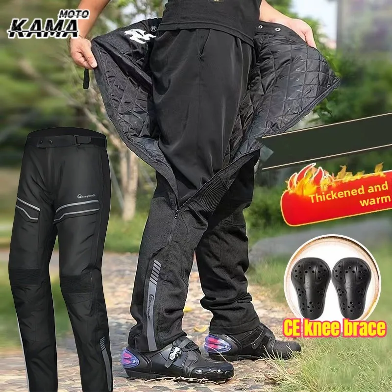 

Motorcycle Quick-Release Pants Winter Thermal Windproof Protective Trousers Motobike Riding Pants with Detachable CE Kneepads