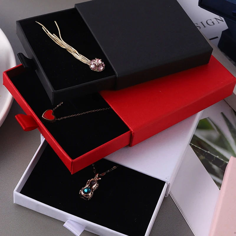 Thick Kraft Paper Drawer Jewelry Organizer Box Greeting Card Necklace Bracelet Ring Gift Display Case Packaging Cardboard Boxes