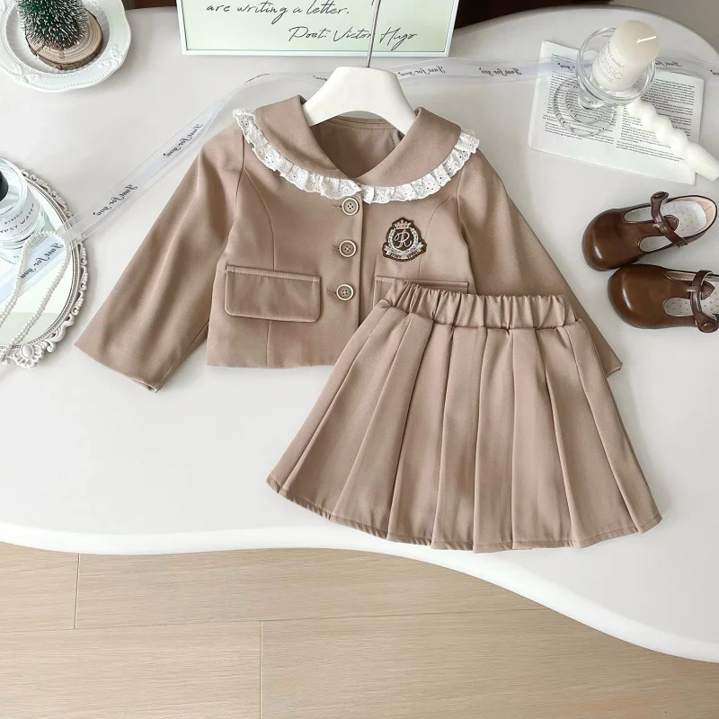 

Children's Outfit New Autumn Korean Style Girls' Elegant Jacket and Skirt Two-Piece Set