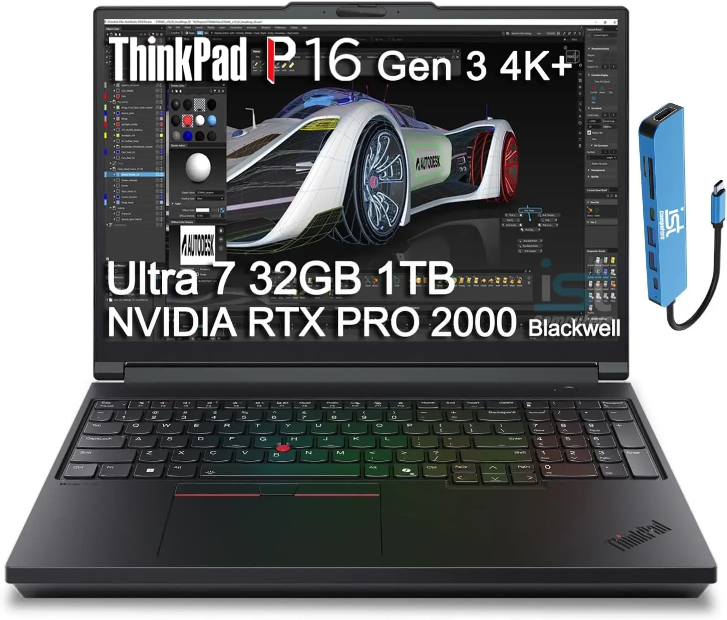 

Ноутбук-рабочая станция Lenovo ThinkPad P16 Gen 3, Intel Core Ultra 7 255HX, 32 ГБ DDR5, 1 ТБ SSD, 2x Thunderbolt 5, Windows 11 Pro