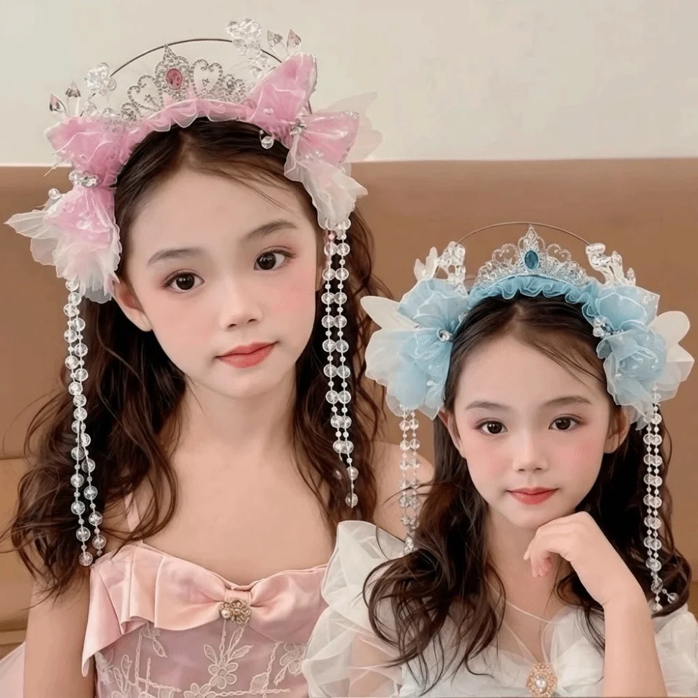 

Блестящие жемчужные ободки для волос в виде бабочек, противоскользящие, с жемчужными кисточками, в виде короны, милые аксессуары для волос, гирлянда для путешествий и фотосессий