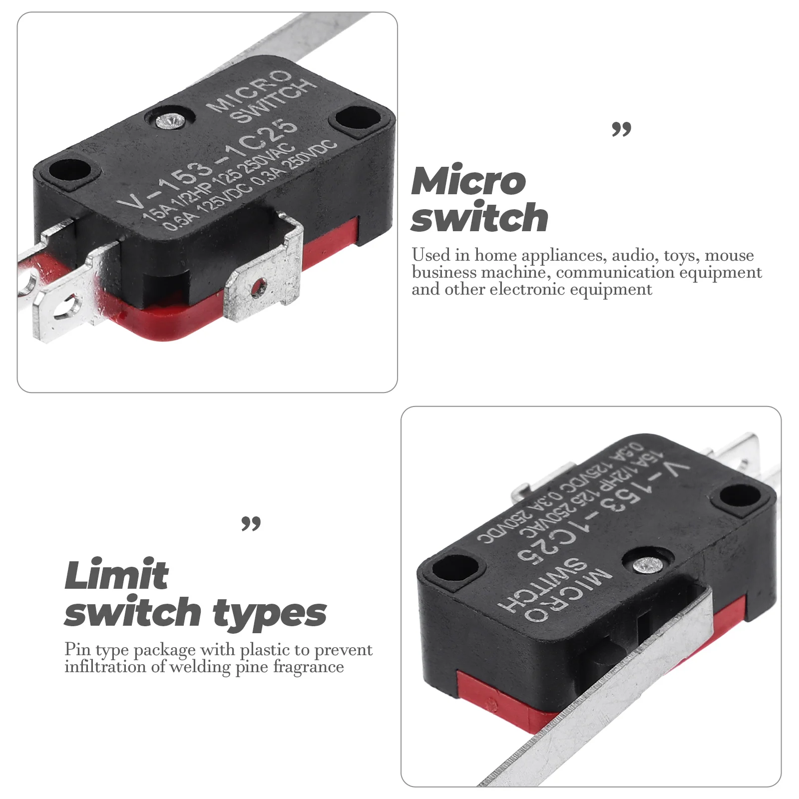 

6 pcs Micro Switch Waterproof Long Hinge Button 500000 Times Long Life Electric Switch For Home Appliances Audio