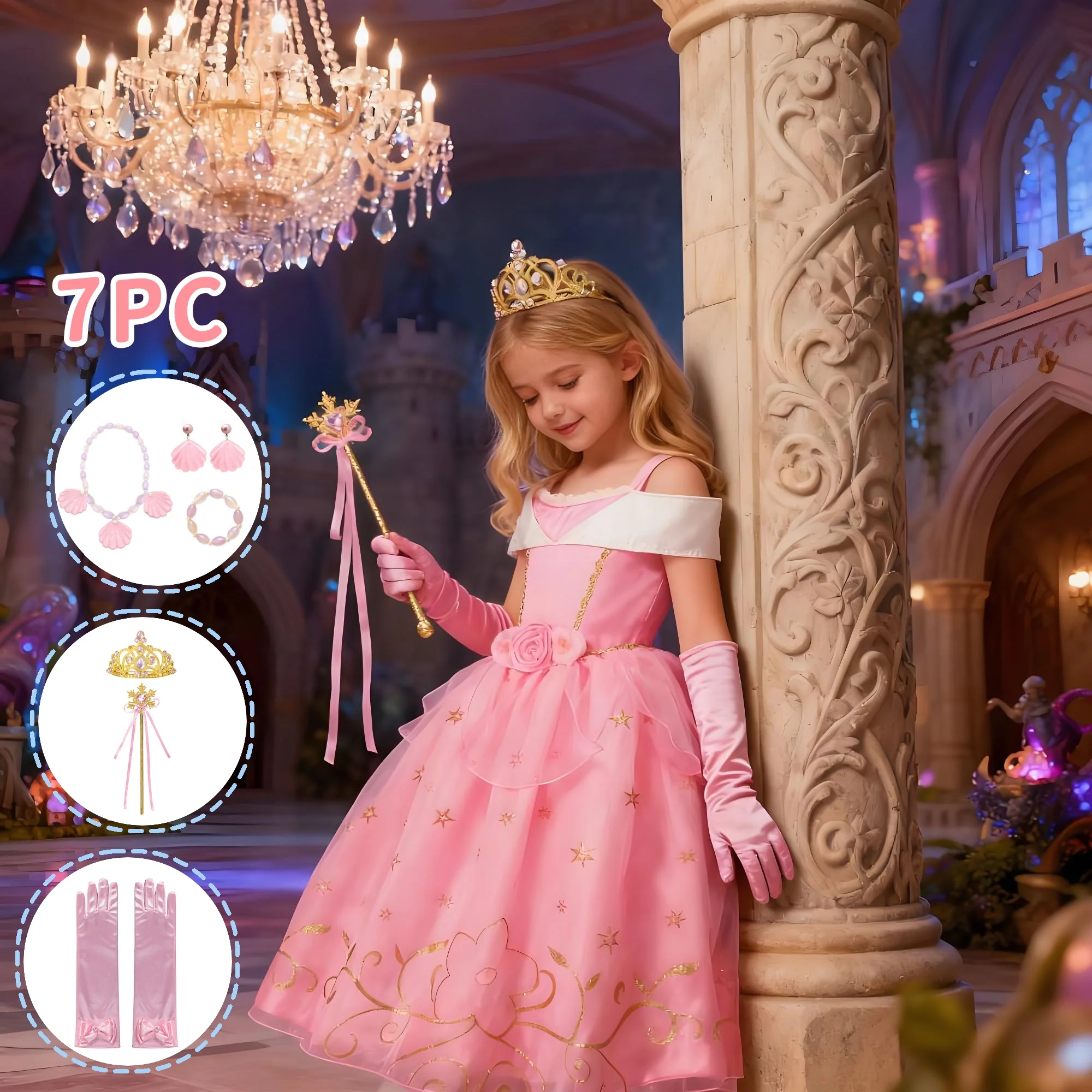

Summer Kids New Fancy Dress Carnival Christmas Birthday Party Dresses 2025 Girl's Cosplay Clothing Sleeping Beauty Princess Gown