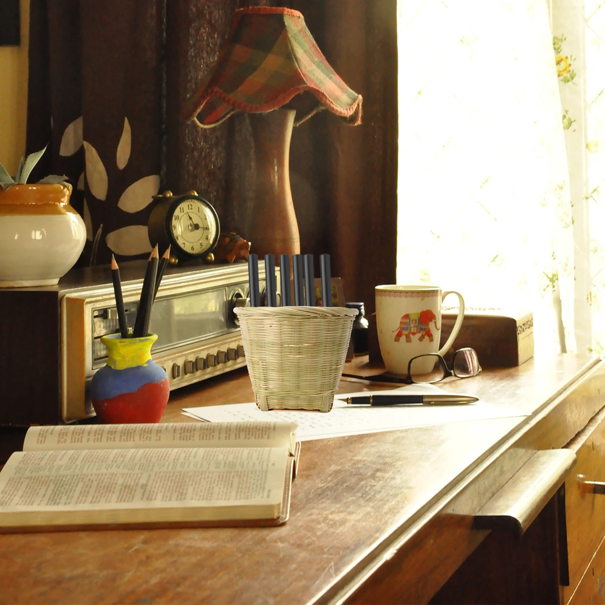 

Bamboo Storage Box Woven Baskets Eco Friendly Organizer Hand Woven Container Multi Purpose Sturdy Bamboo Wood Material