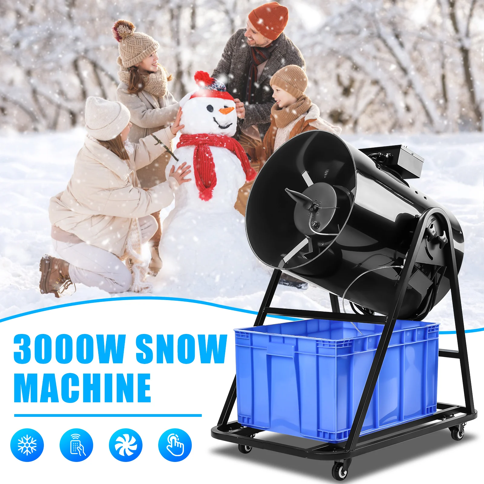 3000W Snow Machine, Outdoor Snowflake Maker for Pool Parties, Cannon Christmas New Year Winter Snowmaking Equipment