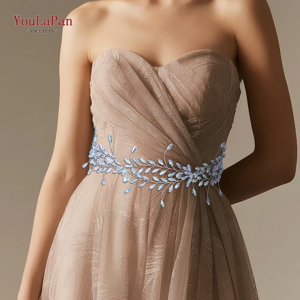 

YouLaPan Sparkly Party Formal Dress Crystal Bride Sash Handmade Wedding Accessories Bridal Ribbon Belts Bridesmaid Gift SH936