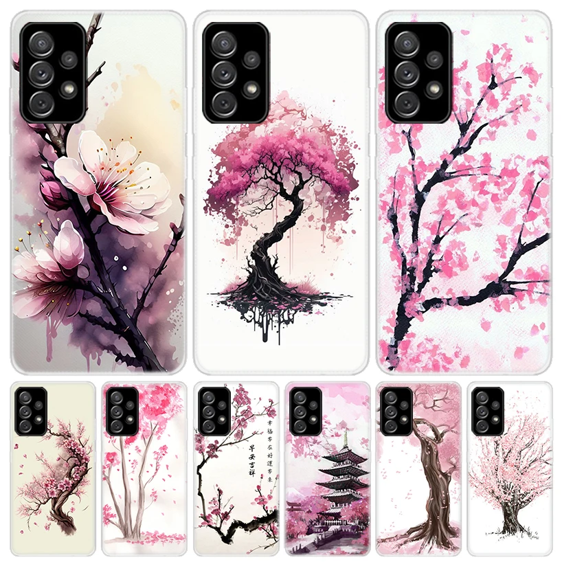 Cherry Blossom Tree For Samsung Galaxy A51 A50 A71 A70 Phone Case A40 A41 A30 A31 A20E A21S A10 A11 A01 5G A6 A8 + A7 A9 Plus