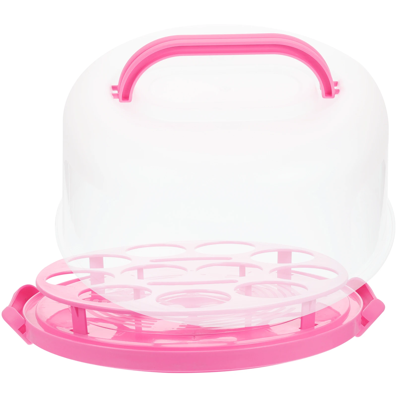 

Portable Cake Box for Birthday Round Pink Reusable Transparent Lightweight Cake Packing Box Delicate Bakery Container