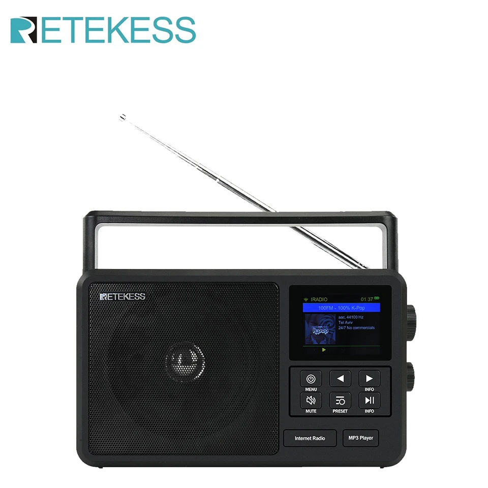 Retekss TR640 Radio de Internet Radio DAB Radio FM portátil Miles de estaciones de radio globales Adecuado para familias y viajes