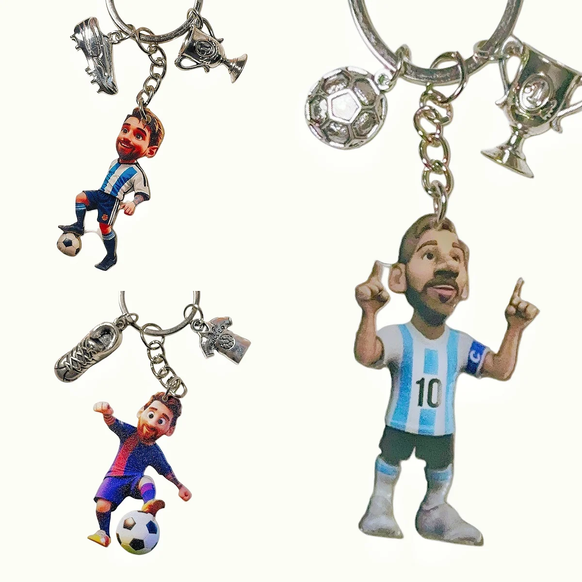 2D Soccer Star Keychain Football Fan Flat Pendant Acrylic Player Ornament Charms Hanging Bag Decoration for Festive Party Gift