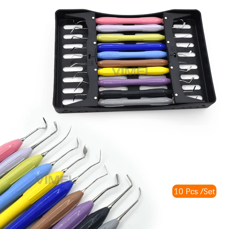 

10pcs Dentals Composite Filling Scalers with Restorative Dentals Instruments and Silicon Handles