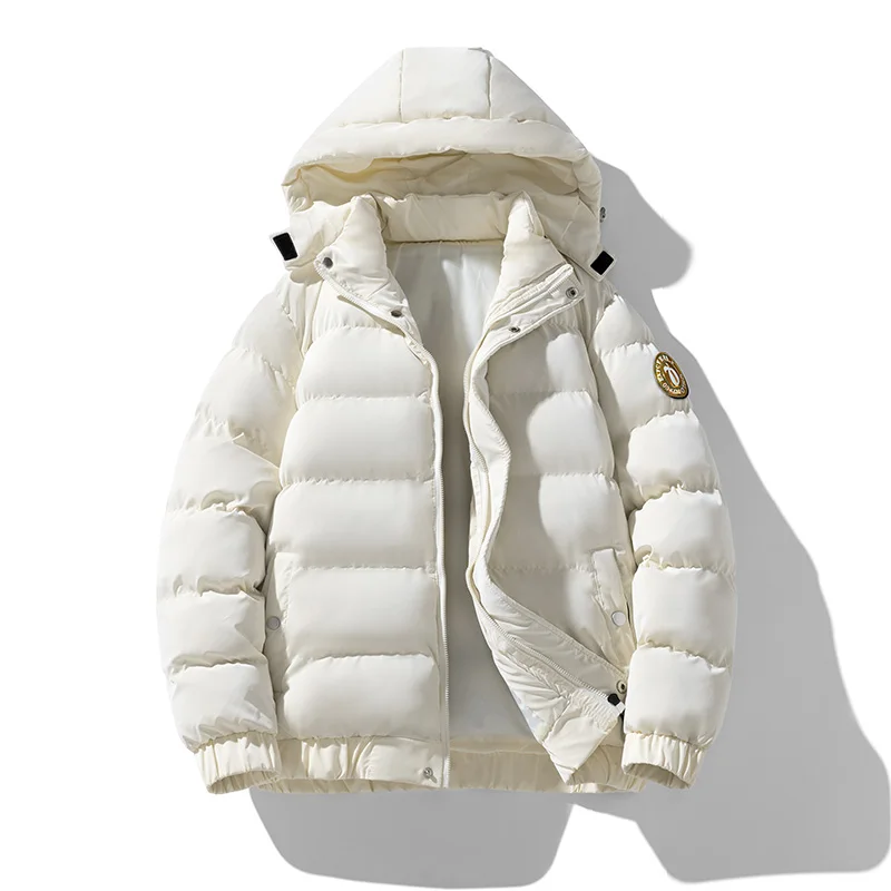 

Thicken Warm Men Winter Parkas Casual Comfortable Zipper Male Clothes Solid Color with Hood Cotton Jackets Fashion All-match