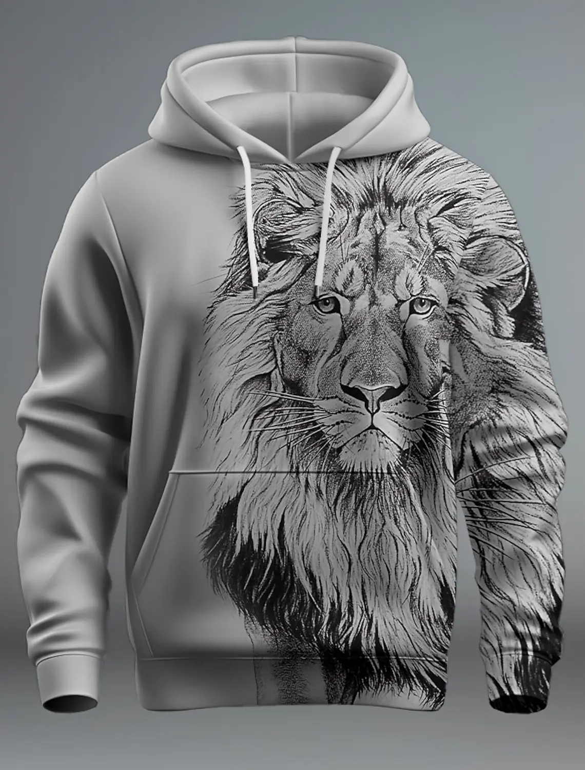 New Graphic Lion Men\'s Fashion 3D Print Hoodie Streetwear Hoodies Long Sleeve Hooded Front Pocket Spring Sweatshirt