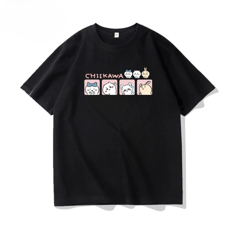 Chiikawa T-Shirt mit lustigem Gesichtsausdruck, für Männer und Frauen, Paar, O-Ausschnitt, locker, lässig, Sommer, Kurzarm, Streetwear, Alltagsgeschenk, Oberteil – Detail 5