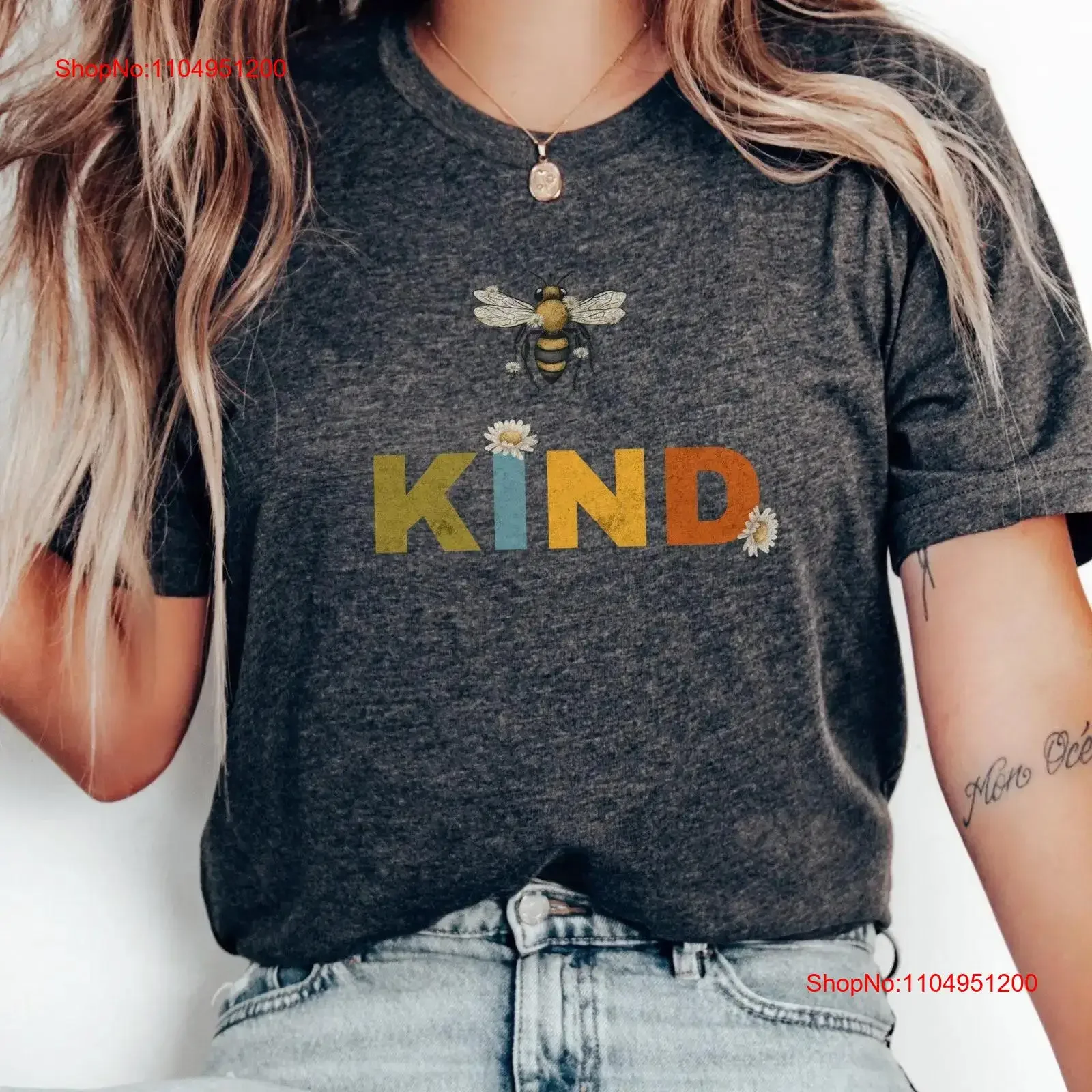 

Vintage Floral Bee KIND T Shirt Grunge Retro Color Shirting Lover for Mental Health Teacher ing Her vintage Washed Unisex Soft