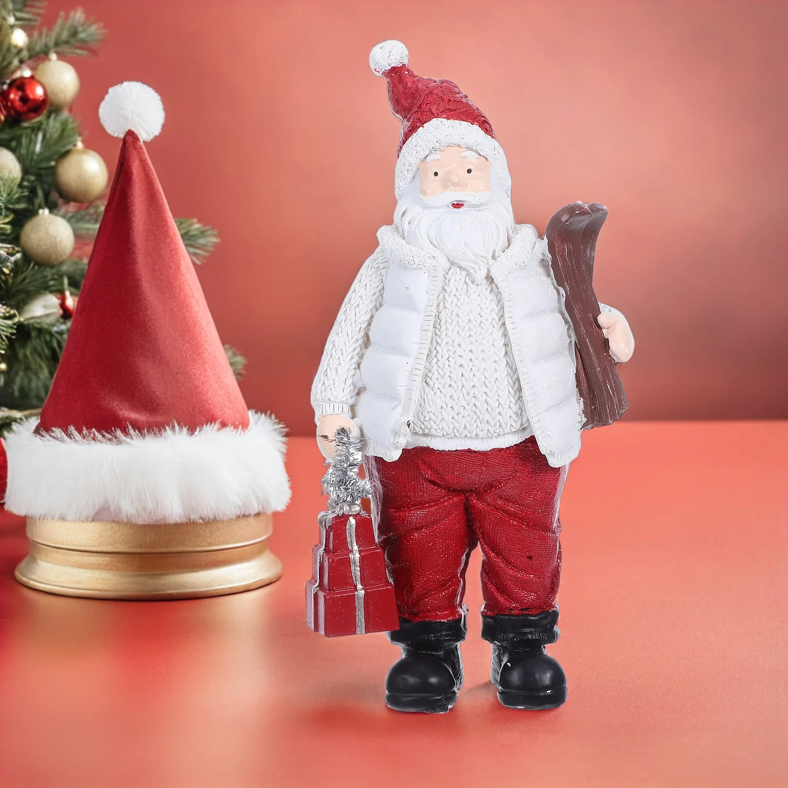 

Santa Claus Resin Indoor Christmas Tabletop Decoration Living Room Office Holiday Centerpiece Santa Claus Figurine