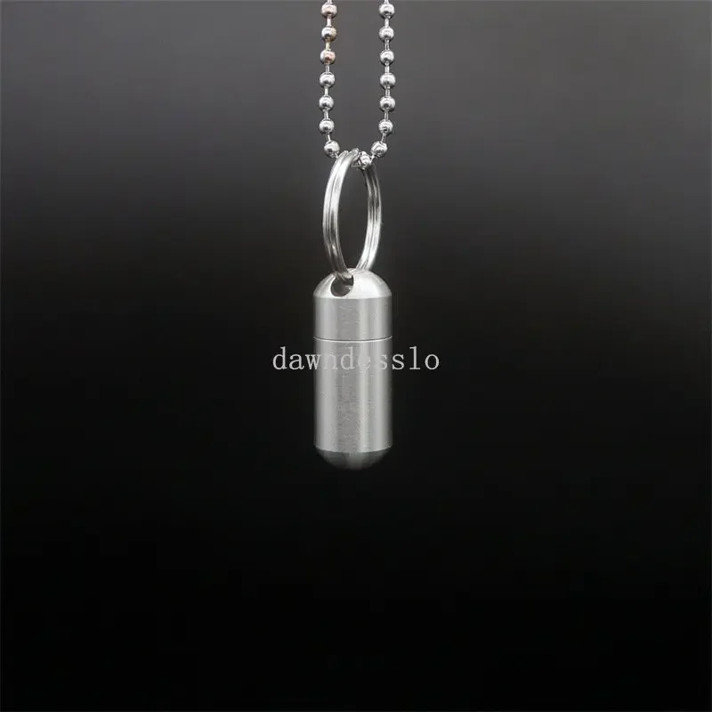 Pill Holder Portable Waterproof Metal Capsule Box Keychain Pill Case Storage