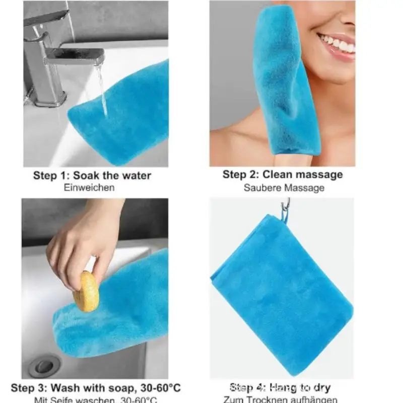 1 szt. Kolorowe rękawiczki do demakijażu wielokrotnego użytku z miękkiego mikrofibra, ręcznik do pielęgnacji twarzy, kosmetyczna ściereczka do oczyszczania twarzy, pielęgnacja skóry