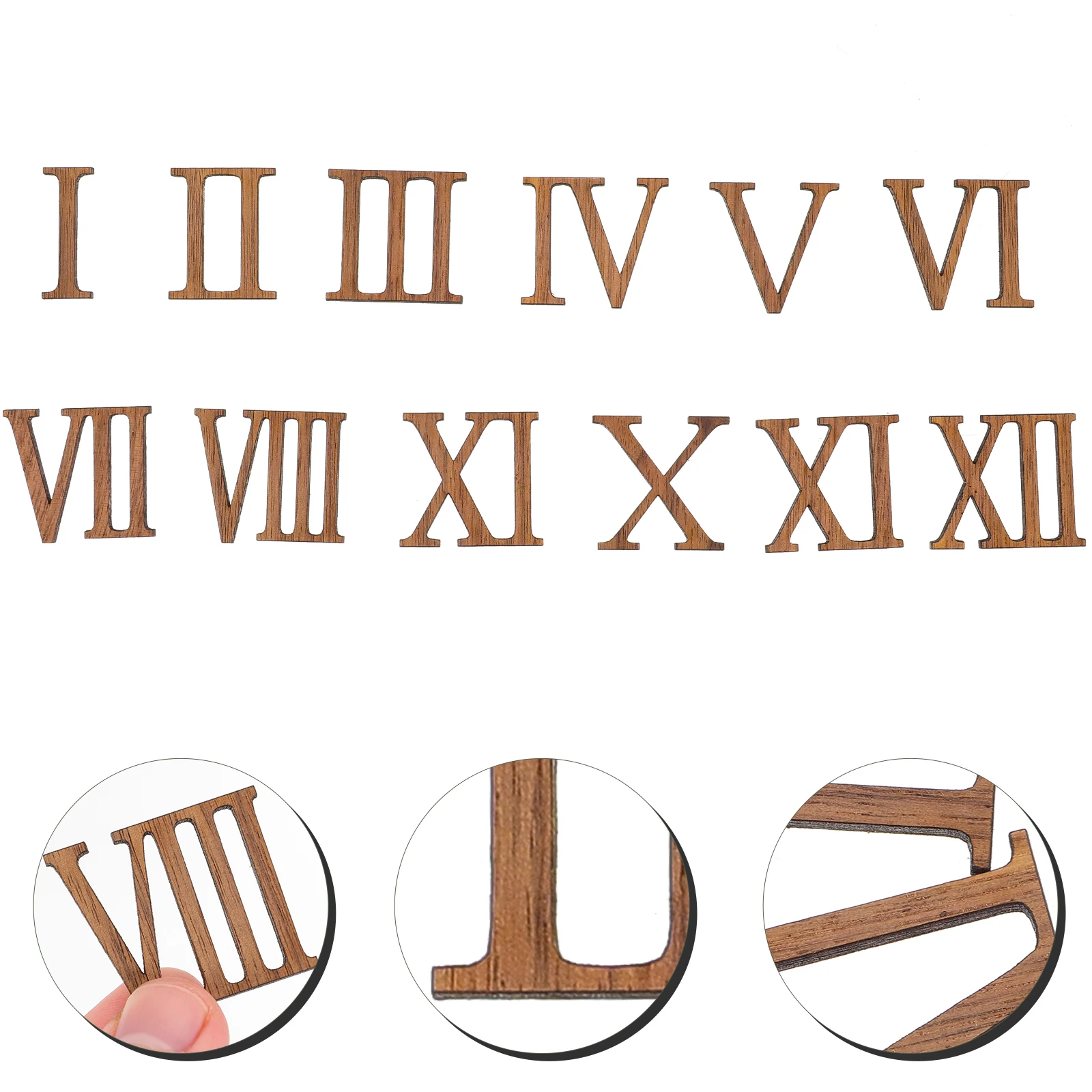

12Pcs Roman Number for Clock Stable and Smooth Wooden Numerals Suitable for Wall Clock Repair Hands Replacement Parts